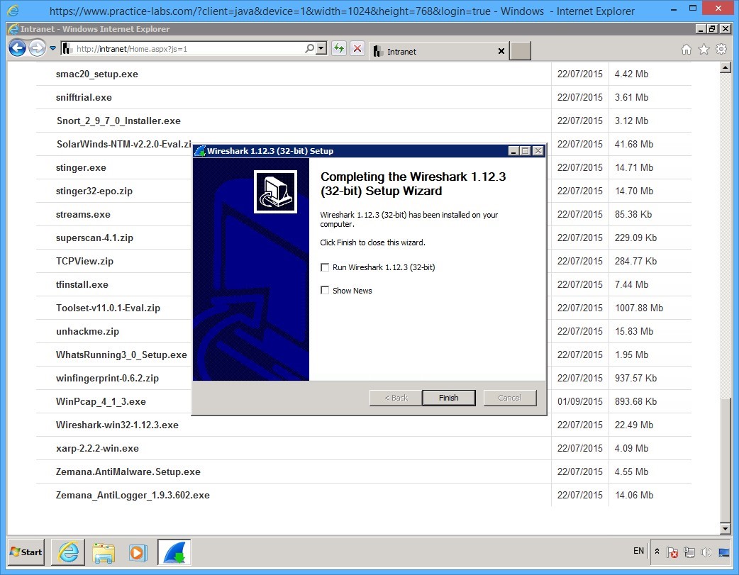 Practice Labs screenshot.